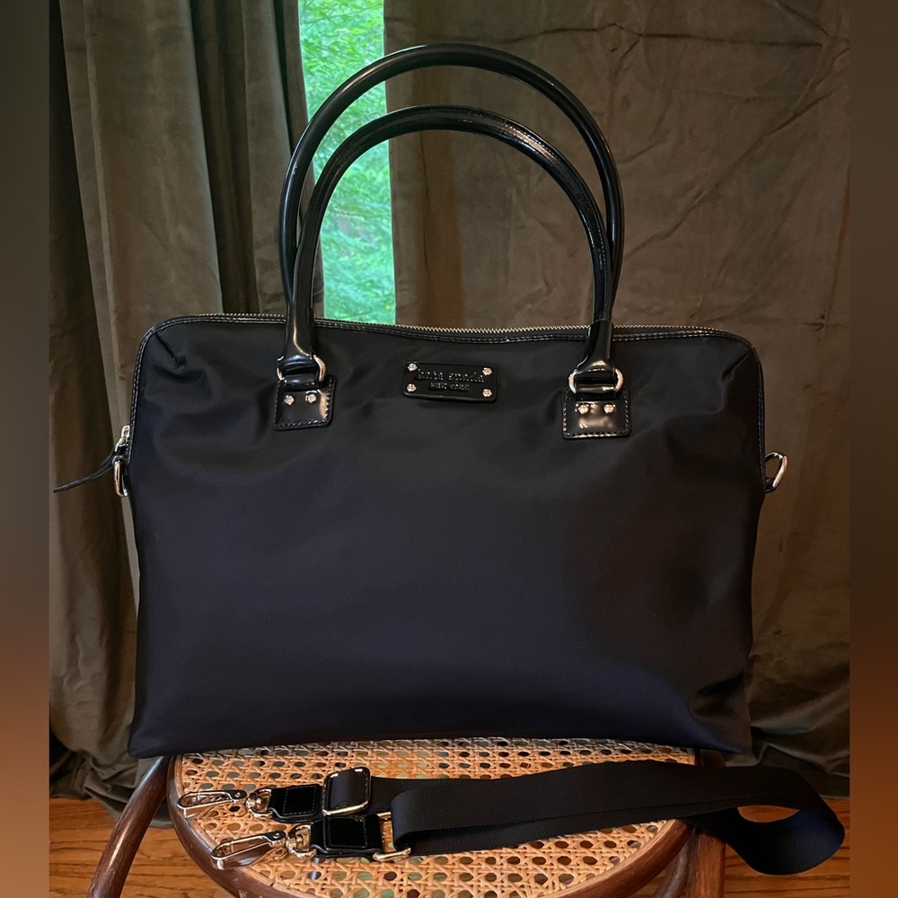 Kate Spade black canvas laptop / shoulder bag